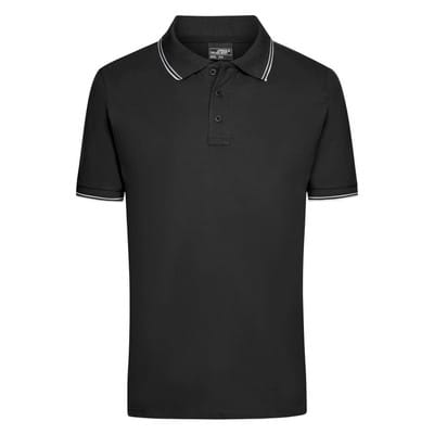 Herren Elastic Poloshirt JN986, schwarz/weiß, Größe 3XL