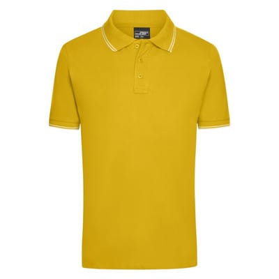 Herren Elastic Poloshirt JN986, sonnen-gelb/weiß, Größe XL