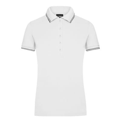Damen Elastic Poloshirt JN985, weiß/navy-blau, Größe XXL