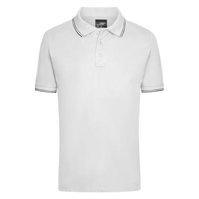 Herren Elastic Poloshirt JN986, weiß/navy-blau, Größe S
