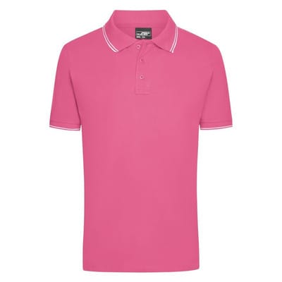 Herren Elastic Poloshirt JN986, pink/weiß, Größe XL