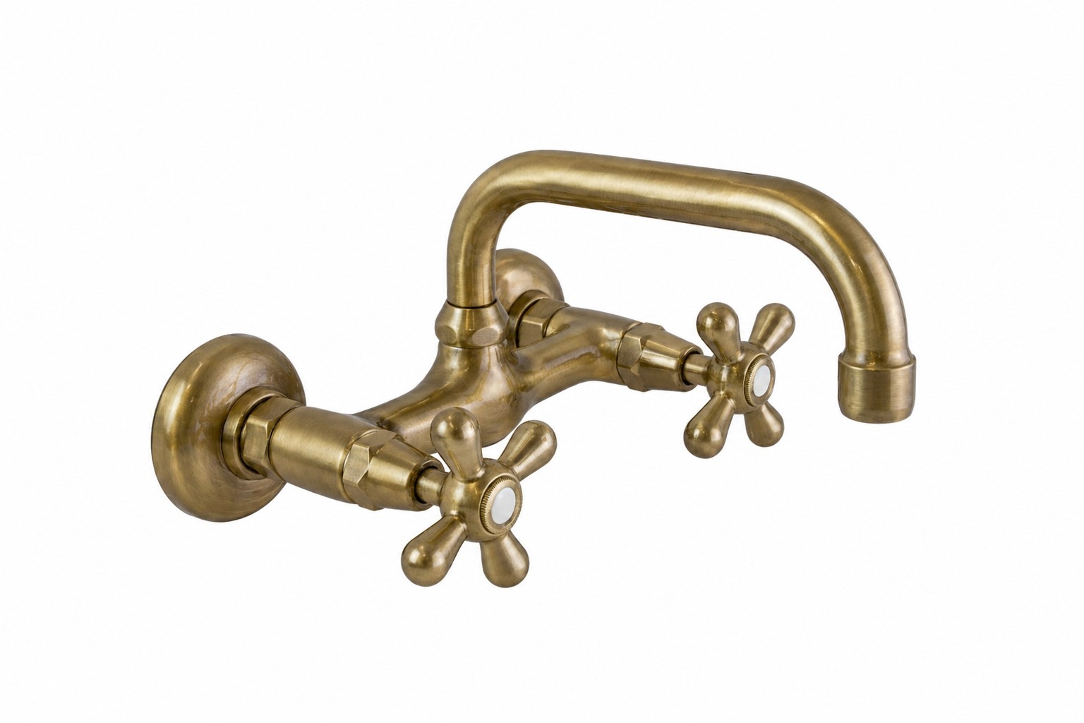 Wandmontierte Spültischarmatur Mit U-förmigem Auslauf In Antikmessing Piralla Rubinetteria Sofia 0sff3064a26 Antikes Messing