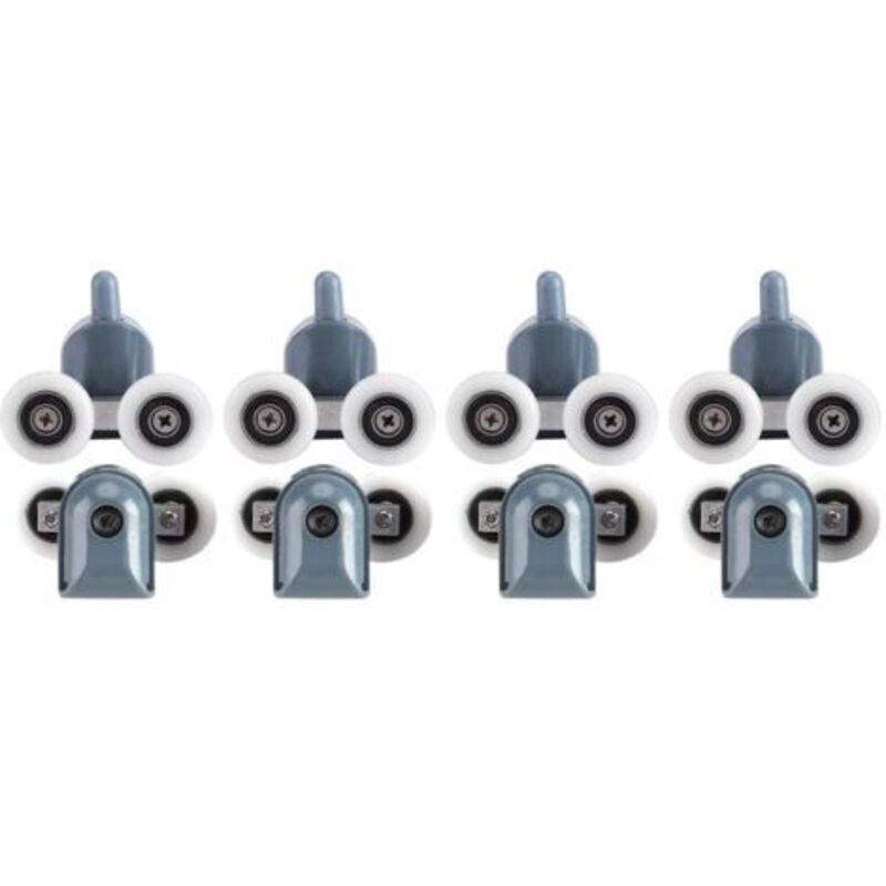Set Mit 8 Verstellbaren Doppelrollen Für Dusch- Und Badezimmertüren (4 Rollen, Obere Und Untere Schraubenabdeckungen) (doppelrad)