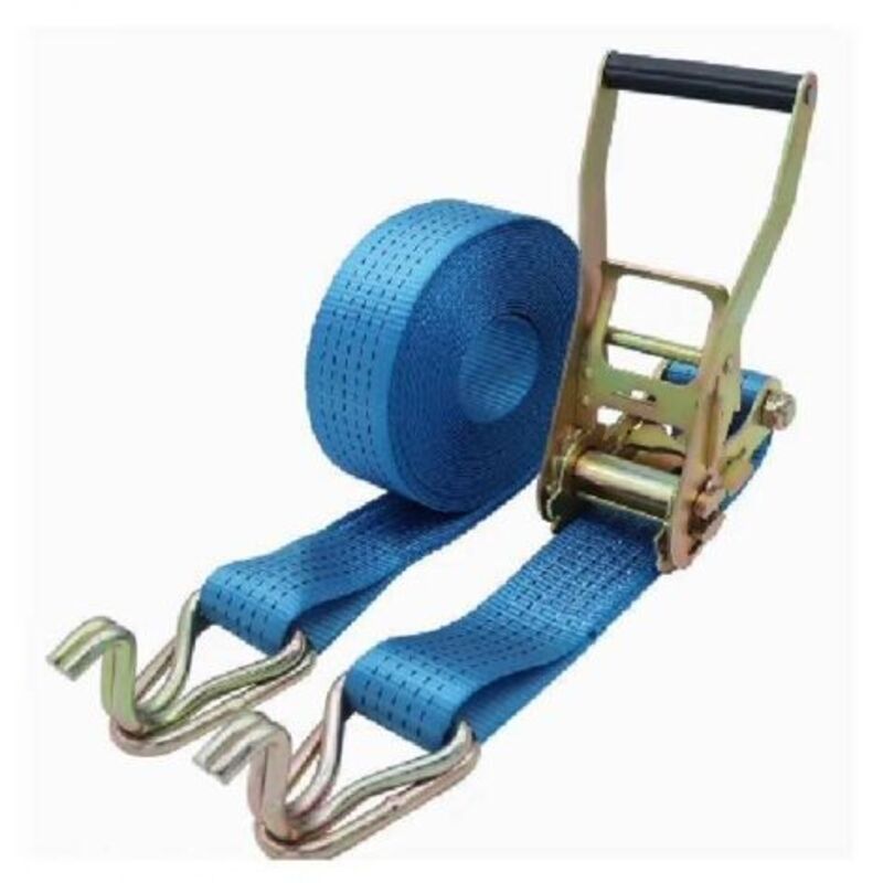 Ratschen-spanngurt (mit Haken), Komplettes Set Doppelhaken-spanngurte, 5t, Blau, 5 Tonnen Zugkraft, 8 Meter
