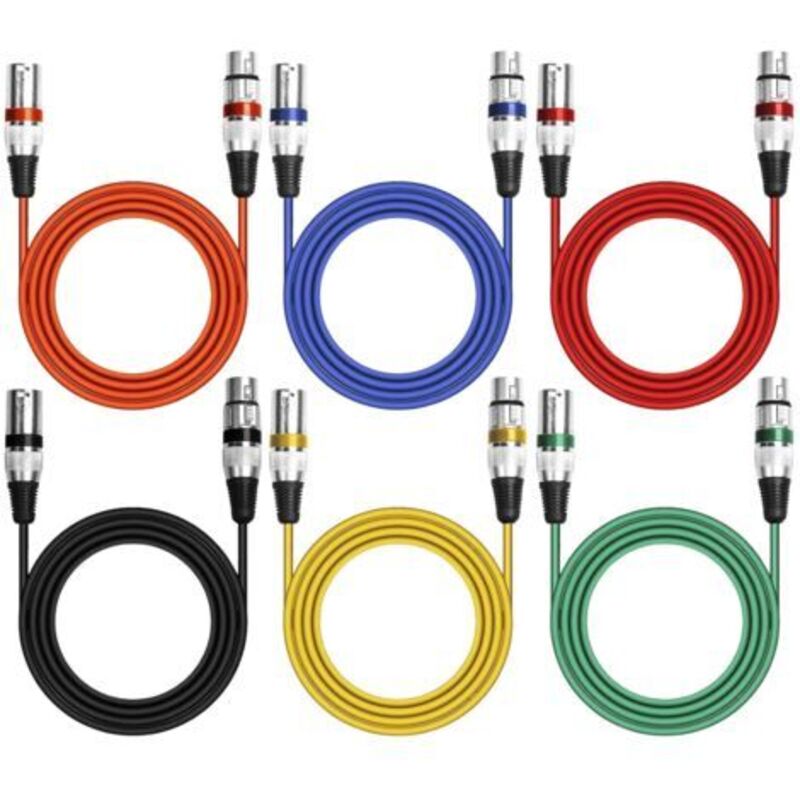 Packung Mit 6 Symmetrischen Xlr-mikrofonkabeln (stecker Und Buchse), 3-poliger Dmx-audioanschluss Für Studioaufnahmen (2 M)