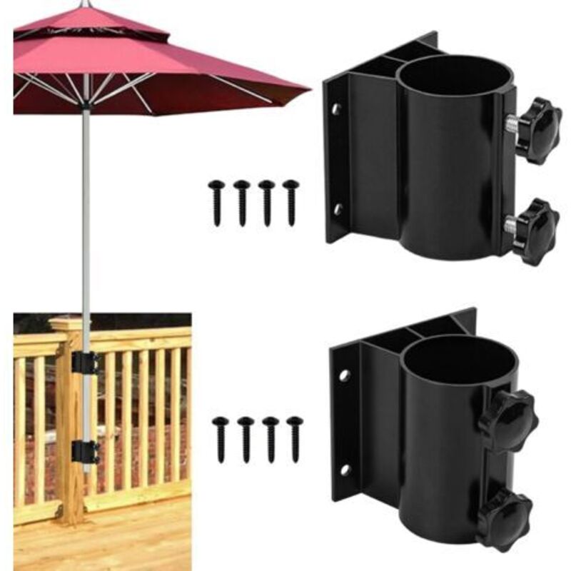 Set Aus 2 Sonnenschirmhalterungen Für Die Terrasse, Aluminium-sonnenschirmständer Für Den Außenbereich Zur Befestigung An Terrassengeländern, Balkonen Oder Innenhöfen (geeignet Für Sonnenschirmstangen