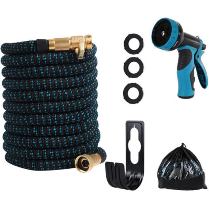 15 M Langer, Ausziehbarer Gartenschlauch, Einziehbarer Gartenschlauch Mit 1/2"- Und 3/4"-adaptern, 10 Funktionen, Spritzpistole, Halterung, Gartenschläuche Für Bewässerung, Reinigung, Gartenarbeit Und