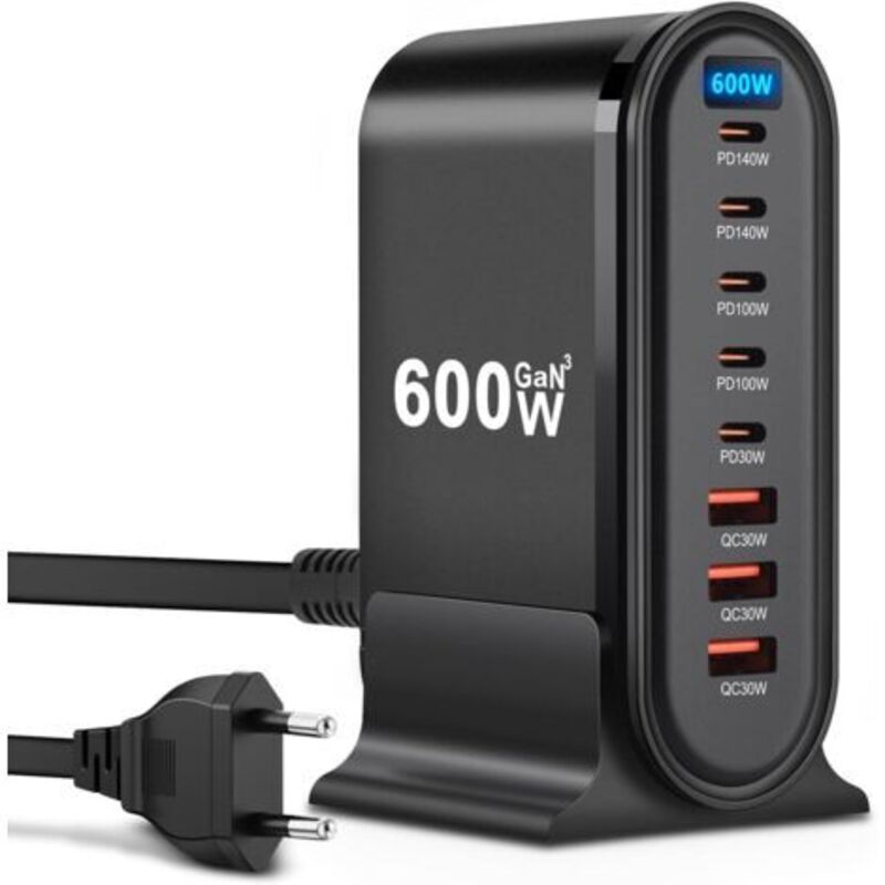 Usb-c-ladegerät – 600 W – 8 Anschlüsse – Schnellladegerät – Usb-ladegerät Für Iphone, Ipad Pro, Macbook, Samsung-mobiltelefone