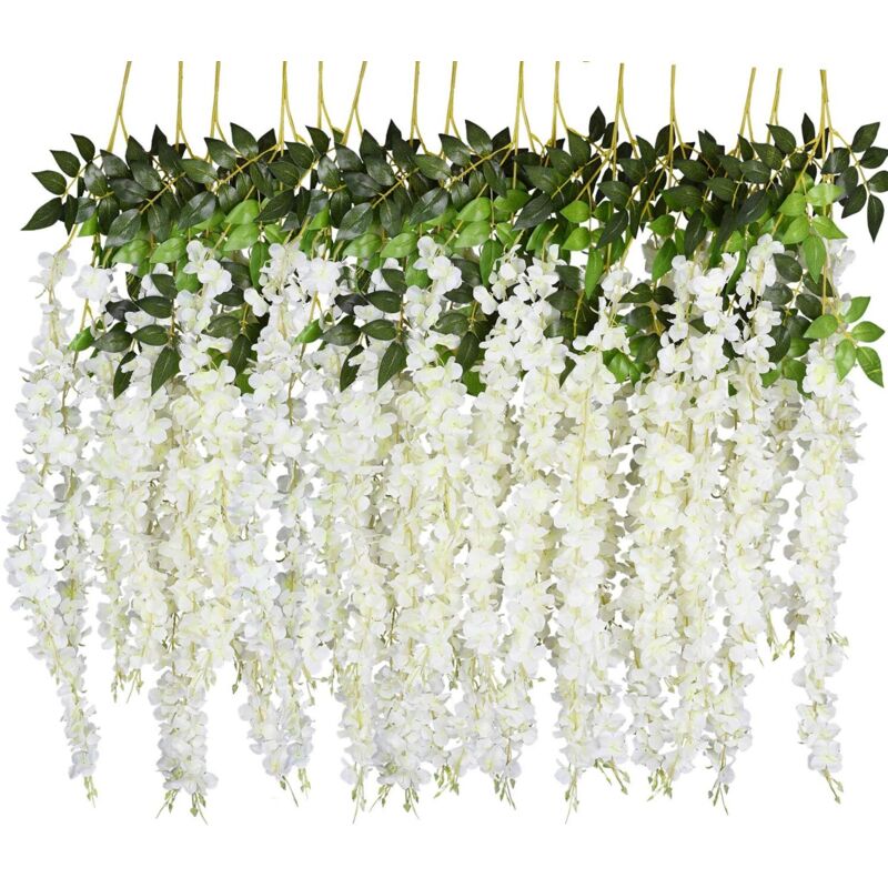 Künstlicher Rattanblumen-girlande, 12-teilig, 110 Cm, Für Partys, Hochzeiten, Heimdekoration, Weiß