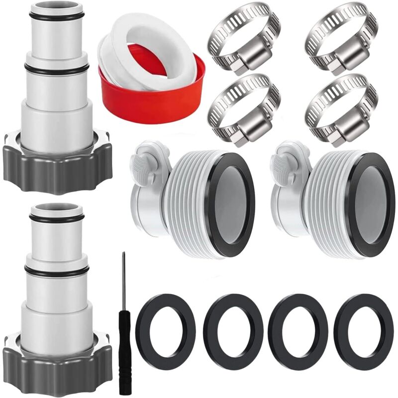 Poolschlauchadapter (4er-set) Mit Sicherungsscheiben, 2 Ersatz-umrüstverbinder Für 1,5- Und 1,25-zoll-schläuche, Poolpumpen-schlauchadapter