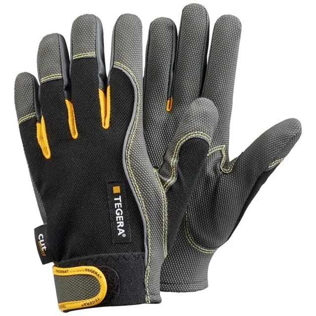 Schnittschutzhandschuhe TEGERA 9121 PRO, Kat. II, schwarz/gelb/grau, Gr. 8