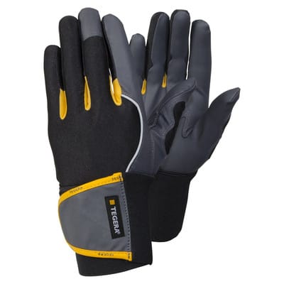 Montagehandschuhe TEGERA 9195 PRO, Kat. II, schwarz/gelb/grau, Gr. 7