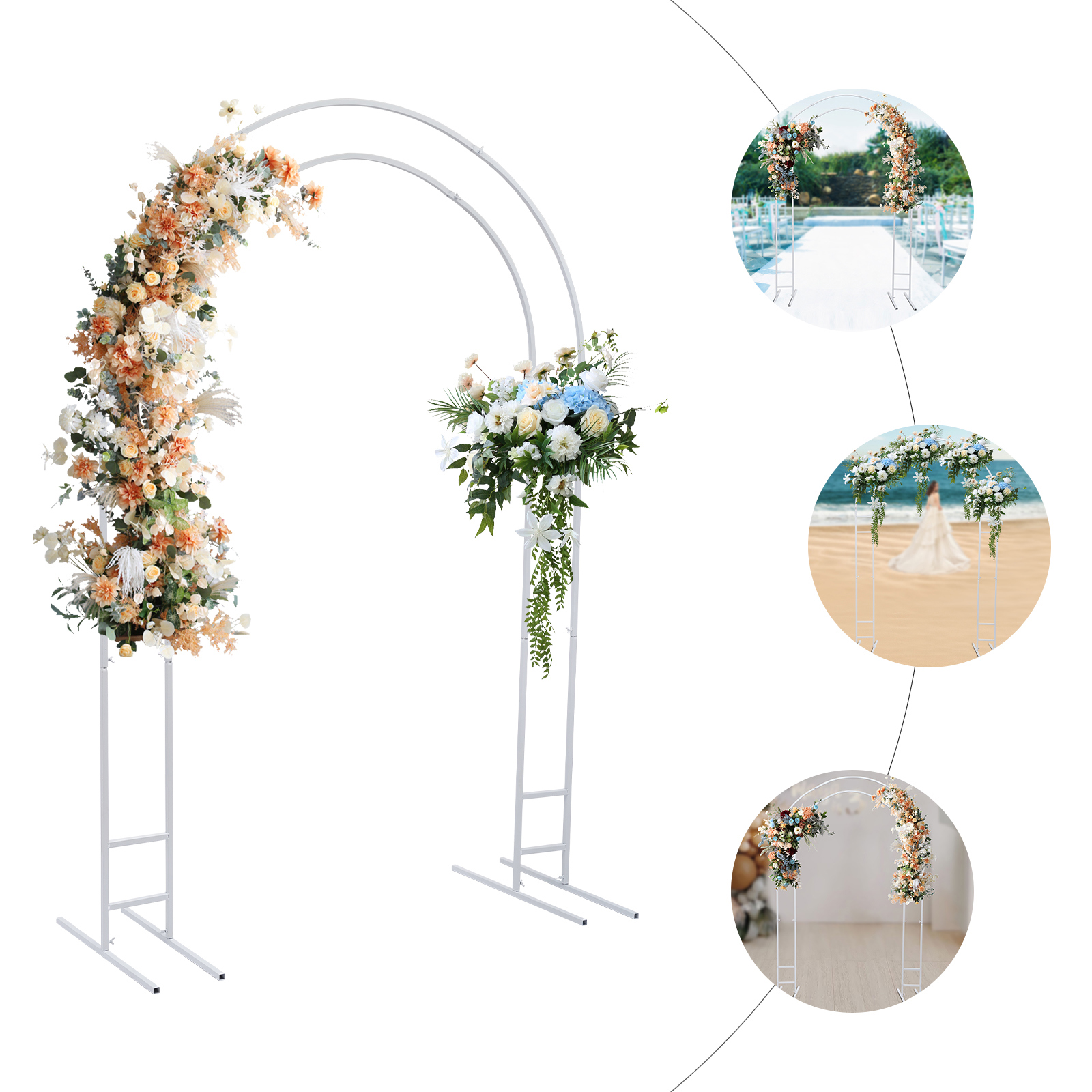 7.2ft (2.2m) Großer Weißer Ballon Bogen Hochzeit Bogen Metall Ring Hochzeit Bogen Rahmen Hintergrund Stand Für Party Zeremonie Ereignisse Dekoration