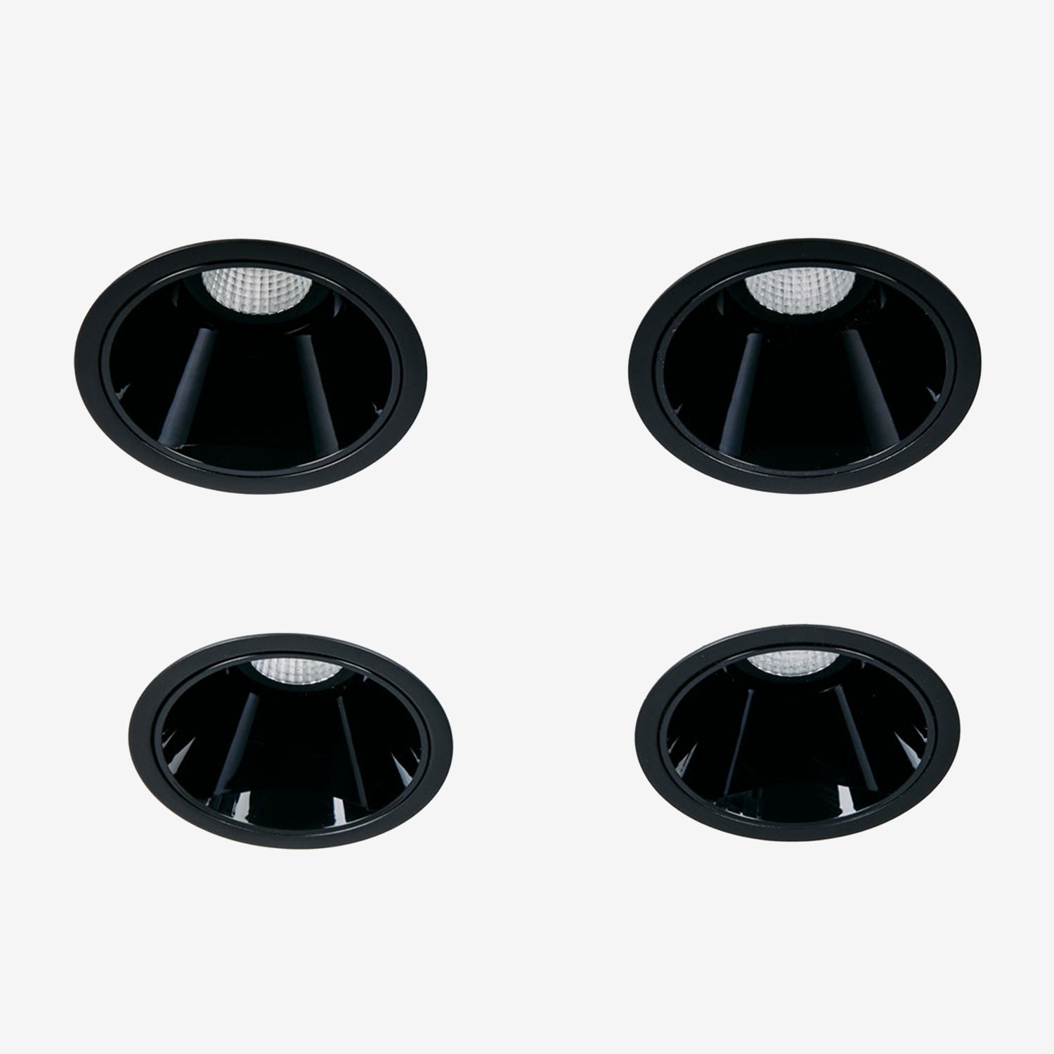 Sklum Pack Mit 4 Led-einbau-downlights Mit Runden Rahmen Ø7 Cm Für Den Außenbereich Aus Aluminium Luisiana Schwarz