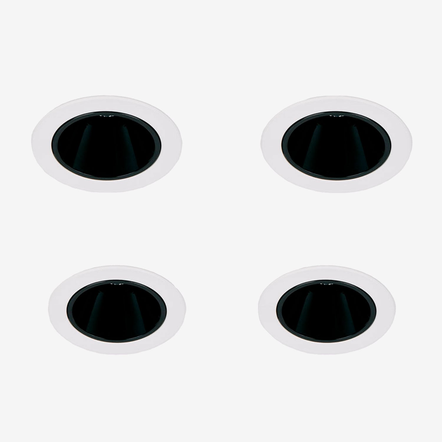 Sklum Pack Mit 4 Led-einbau-downlights Mit Runden Rahmen Ø8 Cm Aus Aluminium Luisiana Weiss – Schwarz
