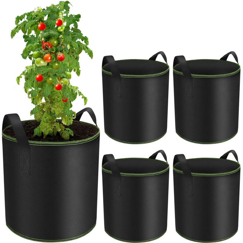 5 Stück 40-liter-pflanzsäcke, Kartoffelpflanzsäcke, Tomatenpflanzsäcke Mit Griffen, Pflanzsäcke Aus Vliesstoff