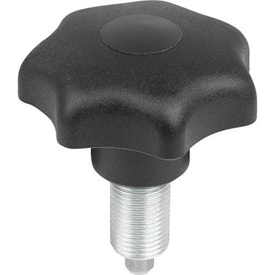 ARRETIER- UND SPANNGRIFF GR.4 D2=63, M16X1,5, L=74, L1=26, D=8, AUTOM.STAHL VERZINKT, KOMP:THERMOPLAST SCHWARZ