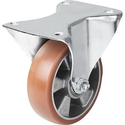 BOCKROLLE OHNE FESTSTELLSYSTEM, D=100, B=40, POLYURETHAN, M.GERINGEM ROLLWIDERSTAND, KOMP:STAHL