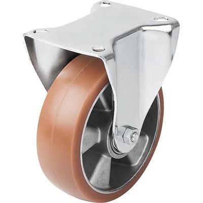 BOCKROLLE OHNE FESTSTELLSYSTEM, D=125, B=40, GUMMI, M.GERINGEM ROLLWIDERSTAND, KOMP:STAHL