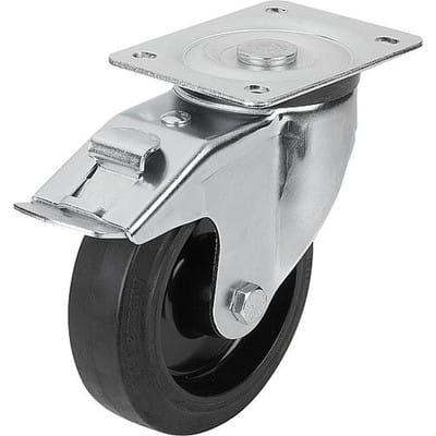 LENKROLLE MIT FESTSTELLSYS STOP-FIX, D=125, B=37, GUMMI, KOMP:STAHL