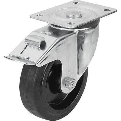 LENKROLLE MIT FESTSTELLSYS STOP-FIX, D=200, B=50, GUMMI, KOMP:STAHL