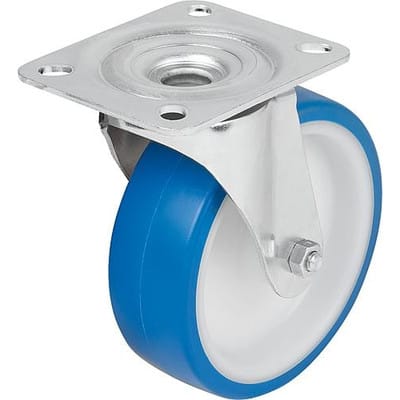 LENKROLLE OHNE FESTSTELLSYSTEM, D=125, B=40, THERMOPLAST, FÜR HYGIENEBEREICH, KOMP:STAHL