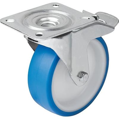 LENKROLLE MIT FESTSTELLSYS STOP-FIX, D=200, B=50, THERMOPLAST, FÜR HYGIENEBEREICH, KOMP:STAHL