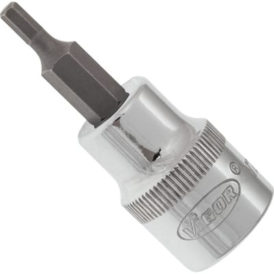 VIGOR Innensechskant Schraubendreher-Einsatz ∙ V2285N ∙ Vierkant10 mm (3/8 Zoll) ∙ Innen Sechskant Profil ∙ 3 mm