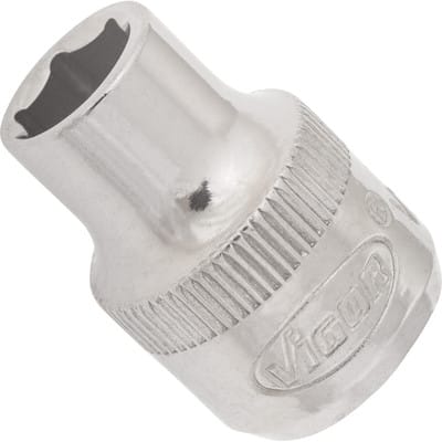 VIGOR Sechskant Steckschlüsseleinsatz ∙ V2276N ∙ Vierkant10 mm (3/8 Zoll) ∙ Außen Sechskant Profil ∙ 8 mm