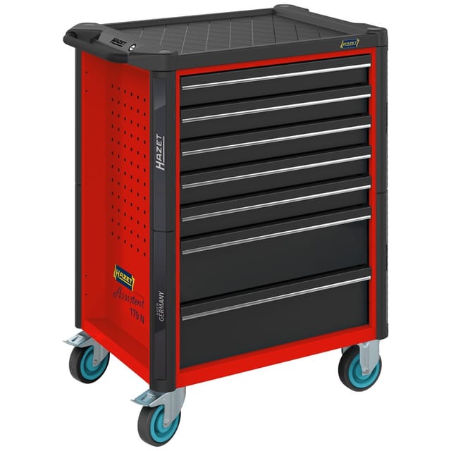 HAZET Werkstattwagen Assistent 179N-7-RAL3020 ∙ Schubladen, flach: 5 x 81 x 522 x 398 mm ∙ Schubladen, hoch: 2 x 166 x 522 x 398 mm