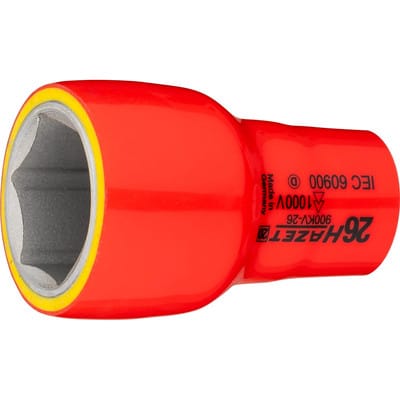 HAZET Steckschlüsseleinsatz ∙ Sechskant ∙ schutzisoliert 900KV-26 ∙ Vierkant12,5 mm (1/2 Zoll) ∙ Außen Sechskant-Tractionsprofil ∙ 26 mm
