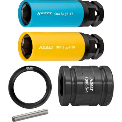HAZET Schlag-, Maschinenschrauber Steckschlüssel Satz ∙ mit Spezial-Sechskant 903SLG6/5 ∙ Vierkant12,5 mm (1/2 Zoll), Außen-Sechskant 24 mm ∙ Außen Se