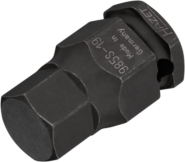 HAZET Schlag-, Maschinenschrauber Schraubendreher-Steckschlüsseleinsatz 985S-19 ∙ Vierkant12,5 mm (1/2 Zoll) ∙ Innen Sechskant Profil ∙ 19 mm