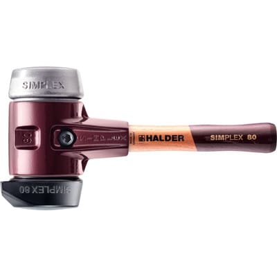 SIMPLEX-Schonhammer, Gummikomposition, mit Standfuß / Weichmetall, mit Tempergussgehäuse und hochwertigem extra kurzen Holzstiel 3029.282
