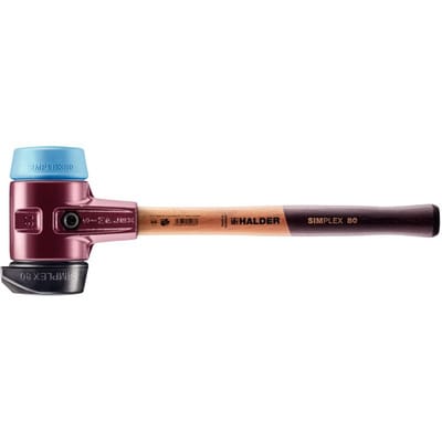 SIMPLEX-Schonhammer, Gummikomposition, mit Standfuß / TPE-soft, mit Tempergussgehäuse und hochwertigem Holzstiel | D=80 mm | 3012.280