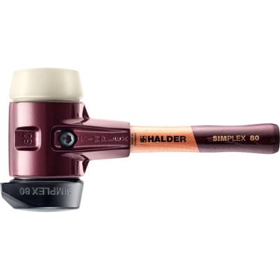 SIMPLEX-Schonhammer, Gummikomposition, mit Standfuß / Nylon, mit Tempergussgehäuse und hochwertigem extra kurzen Holzstiel 3028.282