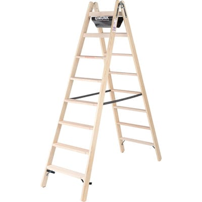 Stufen-Stehleiter Holz beidseitig begehbar 2x8 Stufen
