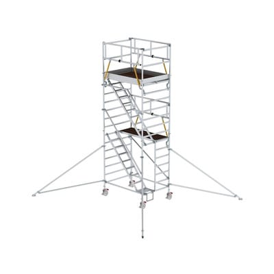 Rollgerüst SG 1,35 x 1,80 m mit Schrägaufstiegen & Ausleger Plattformhöhe 4,47 m