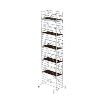 Rollgerüst SG 1,35 x 3,0 m mit Fahrbalken und Doppel-Plattform Plattformhöhe 10,54 m