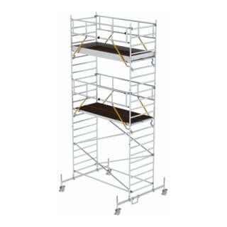 Rollgerüst SG 1,35 x 3,0 m mit Fahrbalken und Doppel-Plattform Plattformhöhe 5,78 m