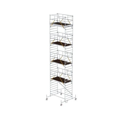 Rollgerüst SG 1,35 x 2,45 m mit Fahrbalken & Doppel-Plattform Plattformhöhe 9,70 m
