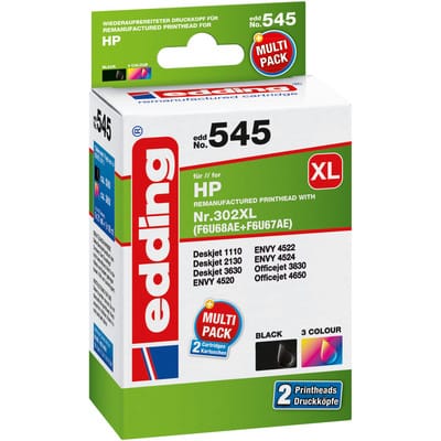 EDD-545 ersetzt HP 302XL/302XL Multipack 2 - schwarz + 3-Farbig