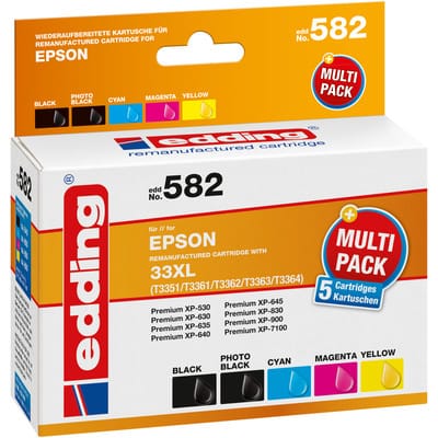 EDD-582 ersetzt Epson T33XL Multipack 5 - BK/C/M/Y - 1x 15 ml + 4x 11 ml