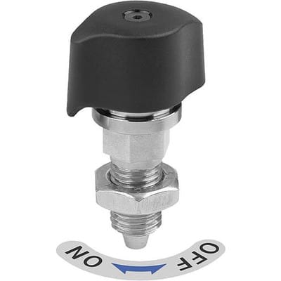 ARRETIERBOLZEN M. KONISCHEM ARRETIERSTIFT, MIT RASTNUT MIT KONTERMUTTER D1=M12X1,5, D=7, FORM:A