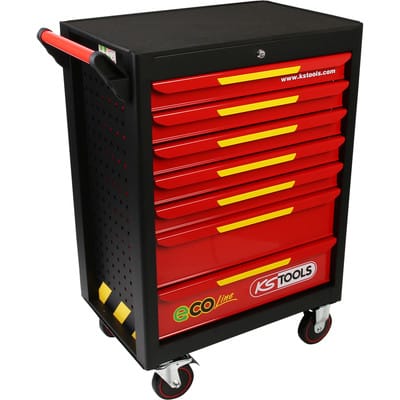 ECOline SCHWARZ/ROT/GELB Werkstattwagen mit 7 Schubladen