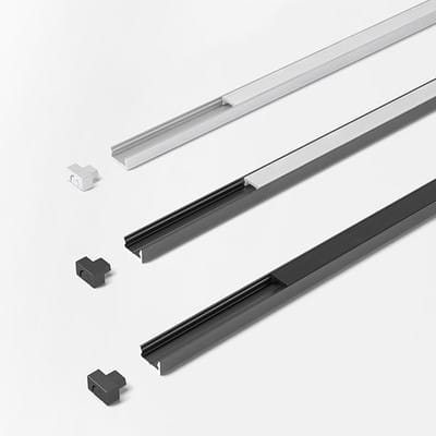 Möbel-Einbauprofil,L 3000mm, ChannelLine I, schwarz, Abd. schwarz