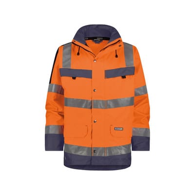 Atlantis Warnschutz Regen-Parka, Größe 4XL, NEONORANGE/DUNKELBLAU