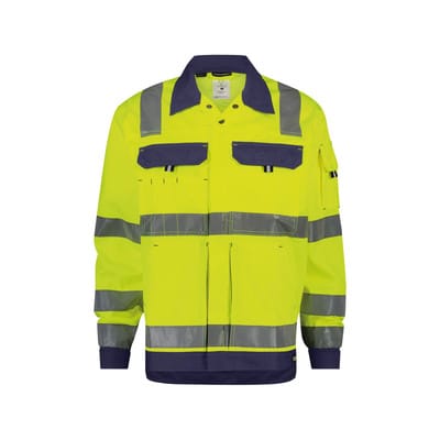 Dusseldorf Warnschutz Arbeitsjacke, Größe 4XL, NEONGELB/DUNKELBLAU