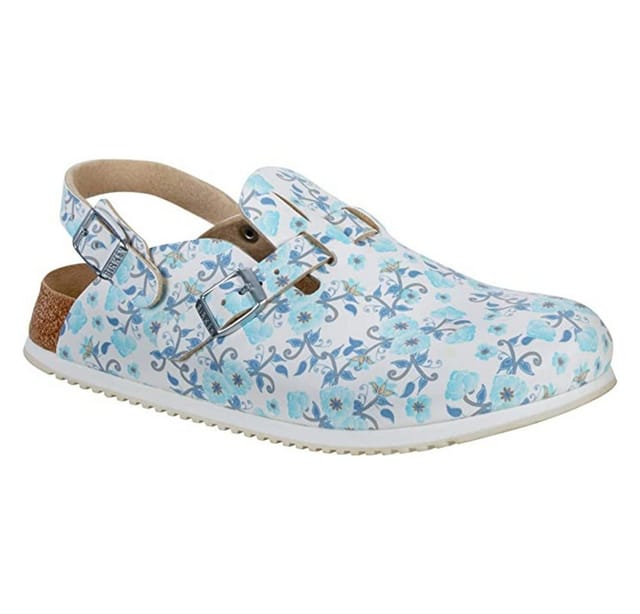 Clog Kay Superlauf, Birko-Flor, Blooming Roses Blue, schmal, Gr. 37