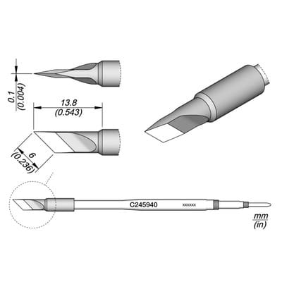 Lötspitze Serie C245 Klingenform, C245940/6,0 mm, abgewinkelt